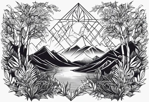 geometric dense vegetation tattoo idea