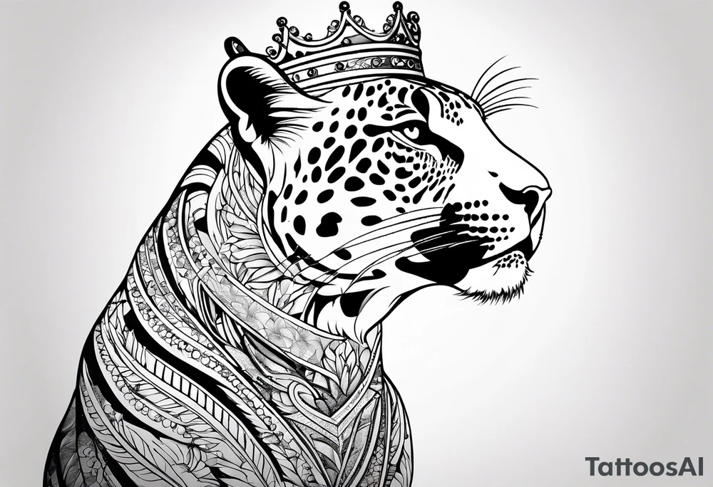 a jaguar outline and the letter A with a crown tattoo idea