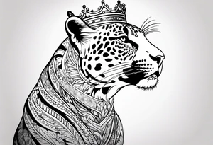 a jaguar outline and the letter A with a crown tattoo idea
