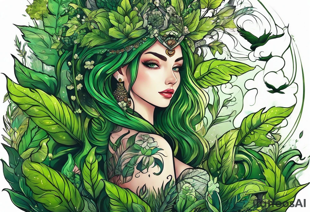 Green forest tattoo idea