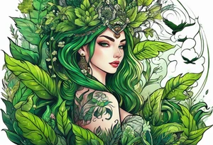 Green forest tattoo idea