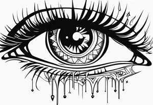 Sad girl Gothic eyes rolled back stigmata tattoo idea