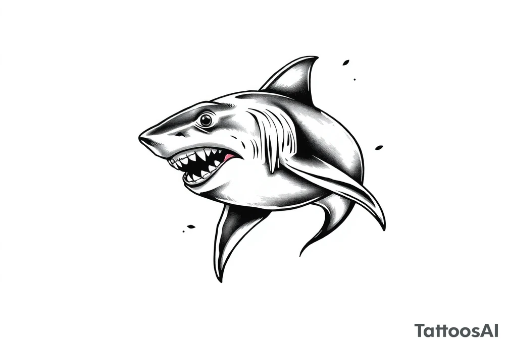 Masculine strong shark flowing tattoo idea