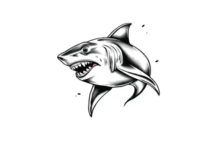 Masculine strong shark flowing tattoo idea