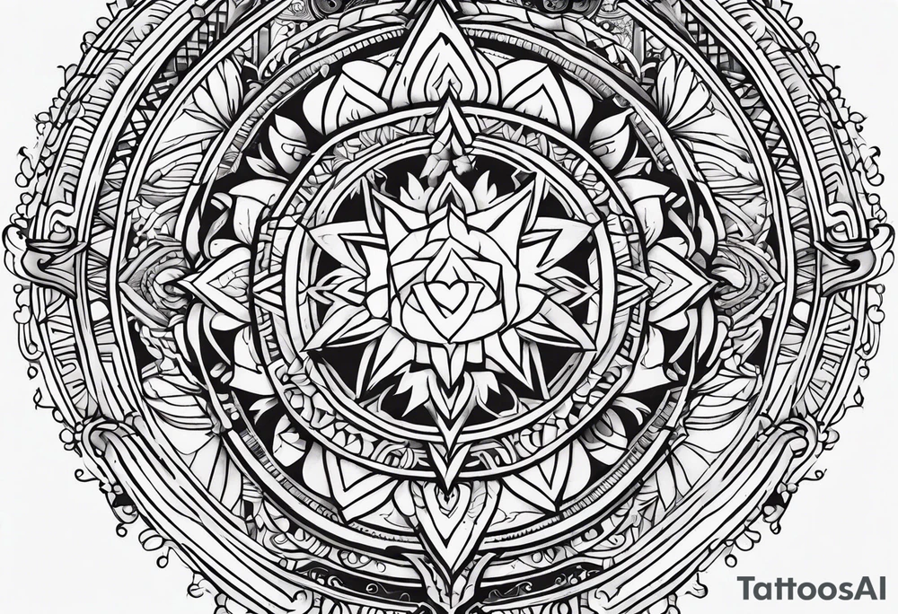 Hand poke tattooesoteric symbols, Sanskrit words and ornaments tattoo idea
