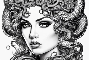Medusa, before and after she had snakes for hair in the form of tarot cards tattoo idea