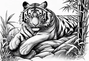 pouncing Tiger in bamboo forest tattoo idea