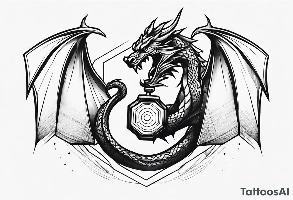 Dragon hexagonal dumbbell tattoo idea