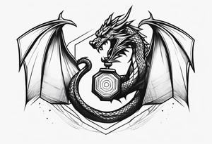 Dragon hexagonal dumbbell tattoo idea