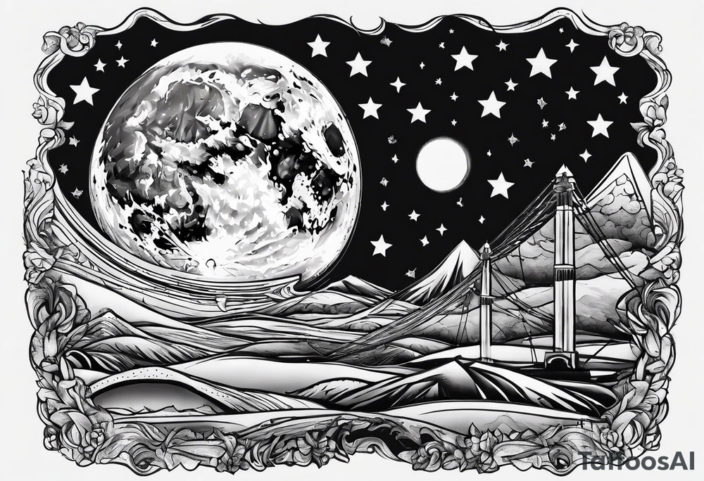 Stars moon tattoo idea