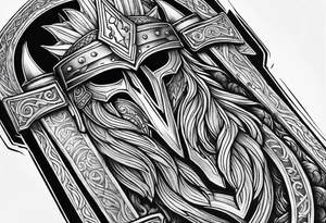 Valhalla sword shield axe armour tattoo idea