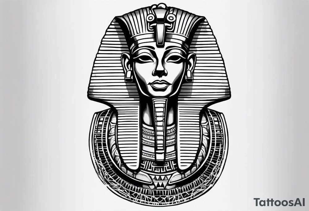 I want a Egyptian pharaoh skeleton in a headress facing the side tattoo idea