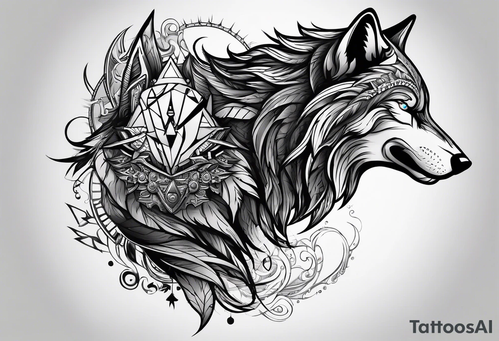 Robot Howling wolf tattoo idea