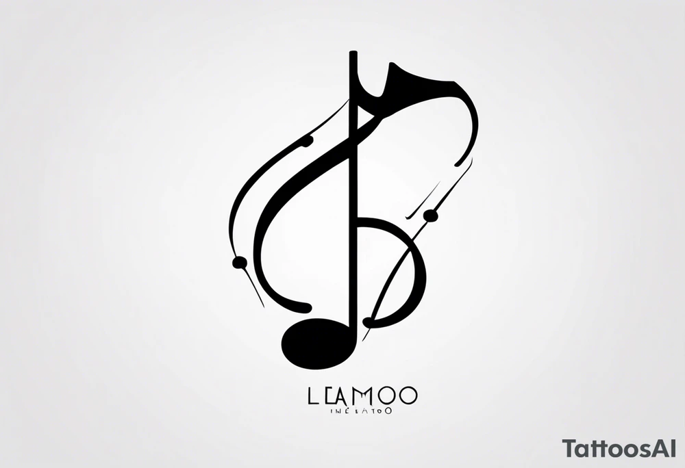 Simple minimalist tattoo in the style of single needle art depicting musical notes in the shape of letters “l” and “r” tattoo idea