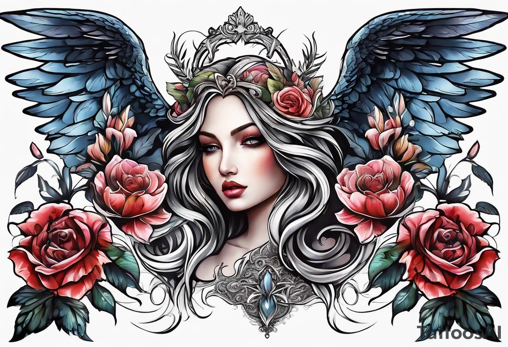 Angels flowers gods tattoo idea