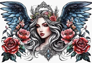 Angels flowers gods tattoo idea