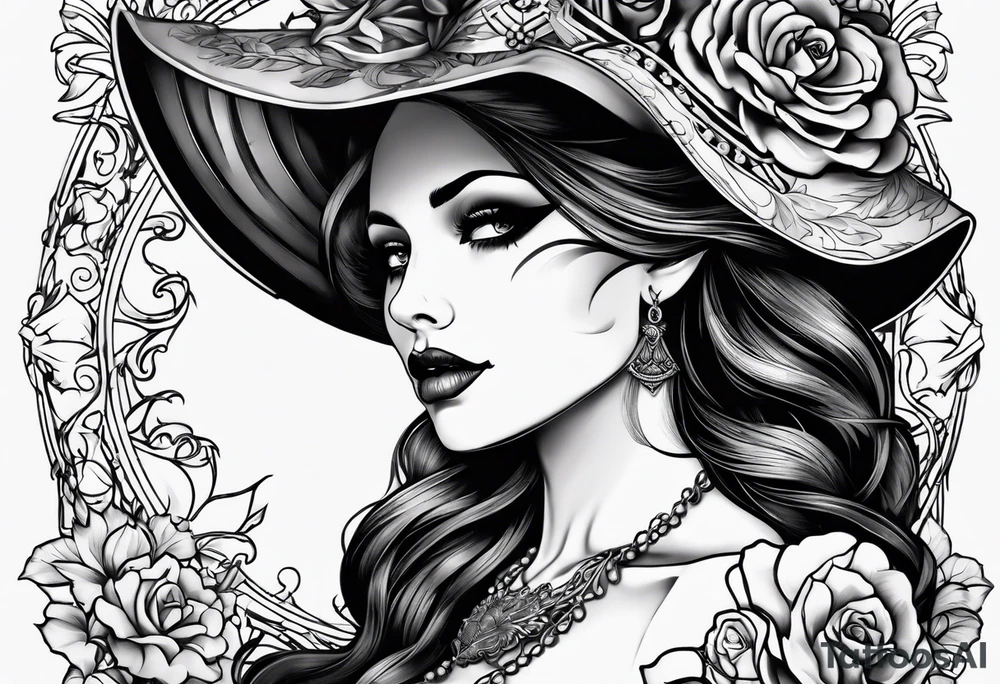 lady skeleton tattoo idea
