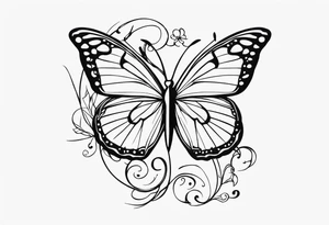 Butterflies in center of forearm with vine wrap around arm tattoo idea