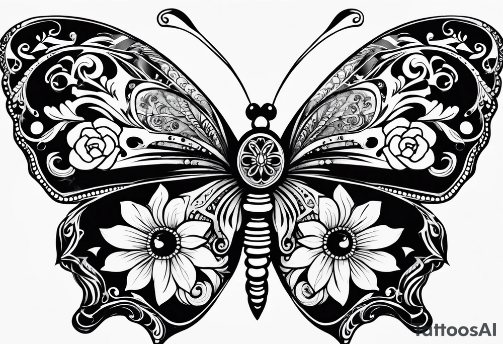 butterfly more with day of the dead tattoo idea