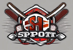 crossed hockey sticks with sports equipment that says "SHOT SPORTS" tattoo idea