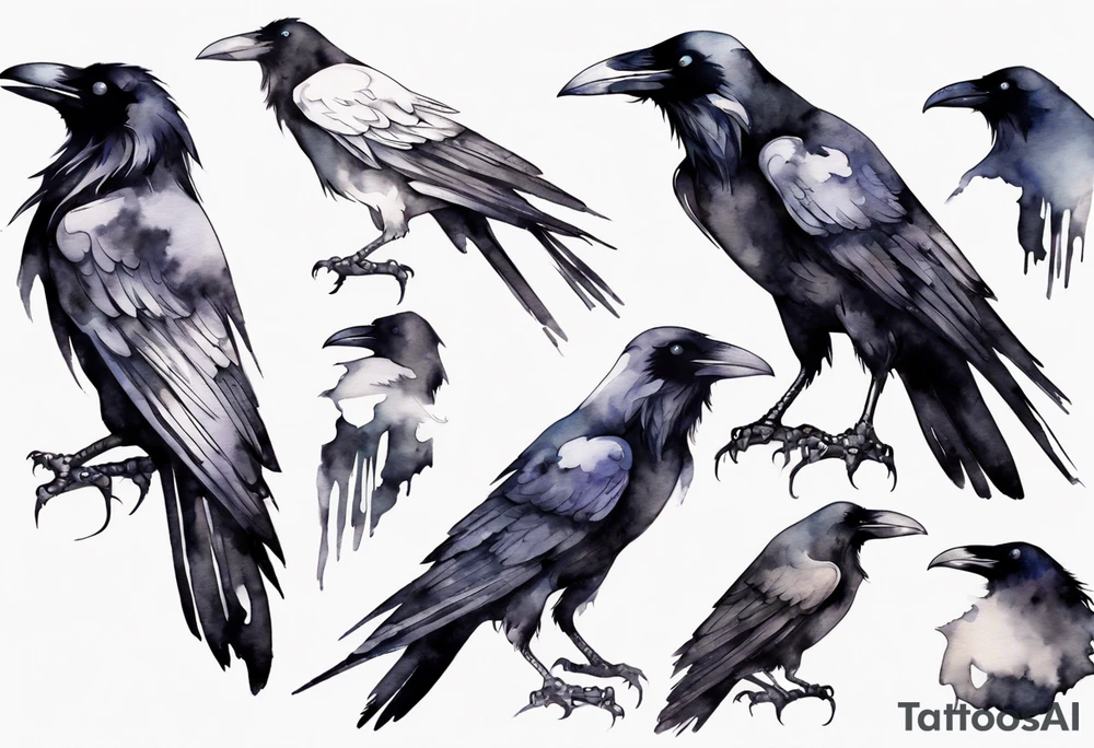 a raven with a white beak tattoo idea