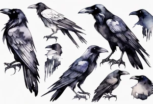 a raven with a white beak tattoo idea