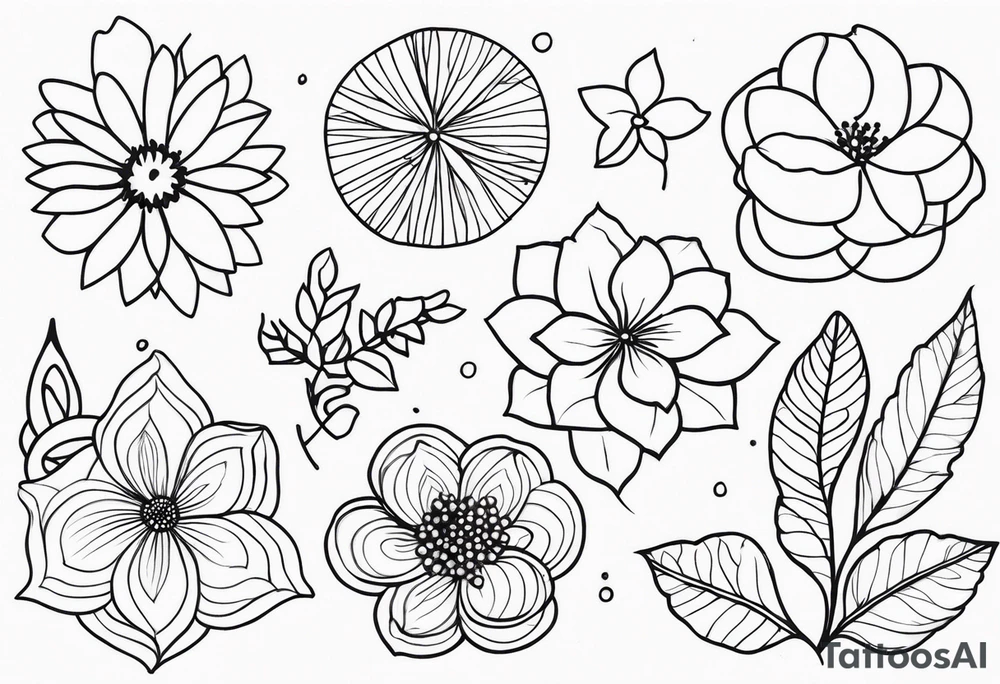 November, December, June, December flowers tattoo idea