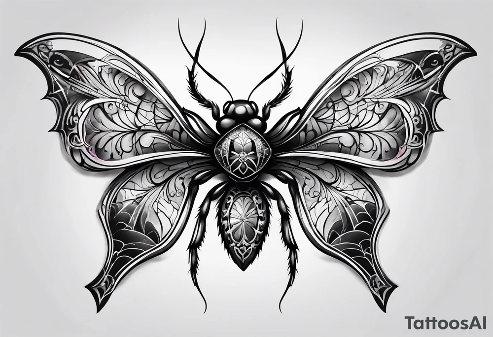 Spider shaped into a butterfly tattoo idea