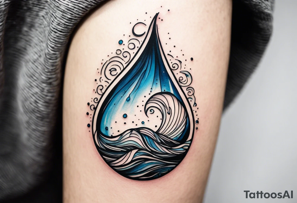 water drop falling into ocean tattoo idea