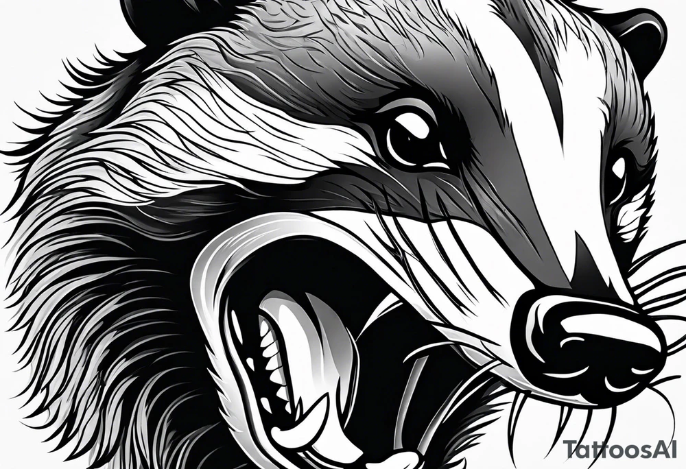 badger mouth open tattoo idea