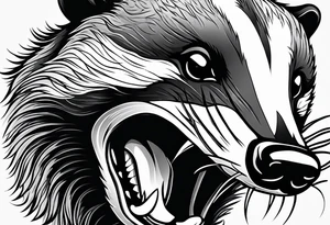 badger mouth open tattoo idea