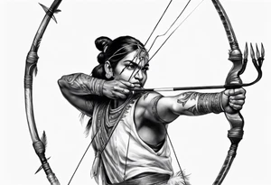 indian archer aiming towards you realism tattoo idea