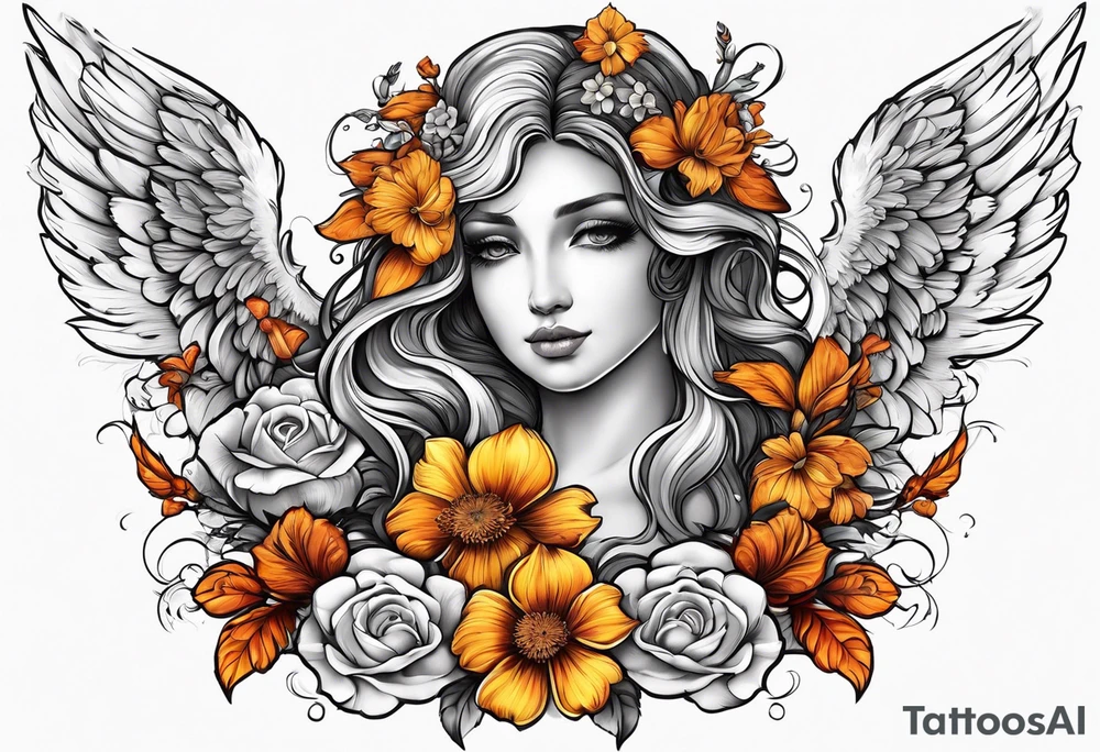 Angels with flowers for a arm sleeve tattoo idea