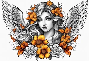 Angels with flowers for a arm sleeve tattoo idea