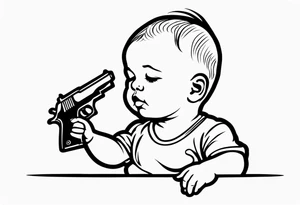 Baby tries to kill himself by pointing a gun at his own head tattoo idea