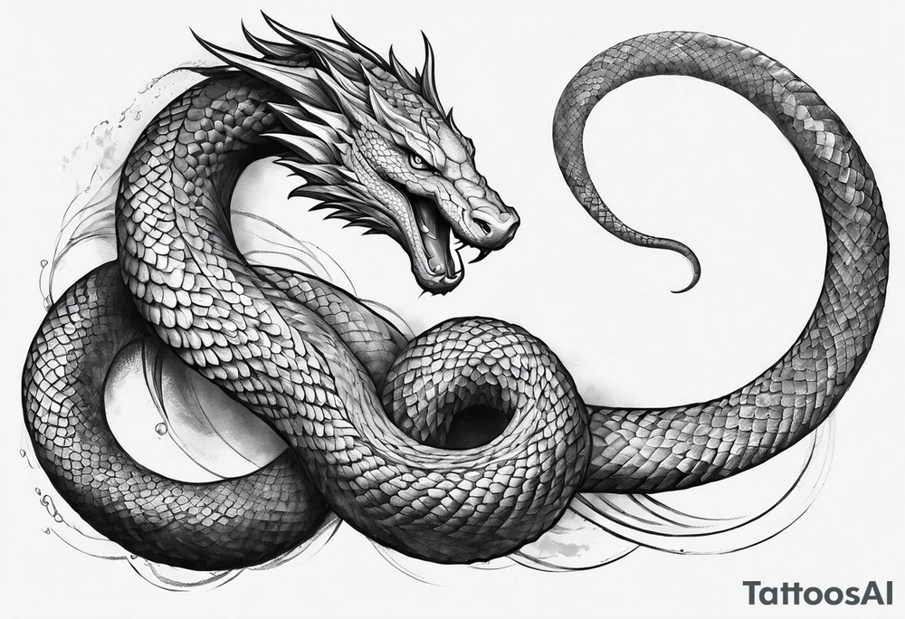 a Sleeve tattoo of jörmungandr, the mythical giant snake from god of war the game going from shoulder to bicep tattoo idea