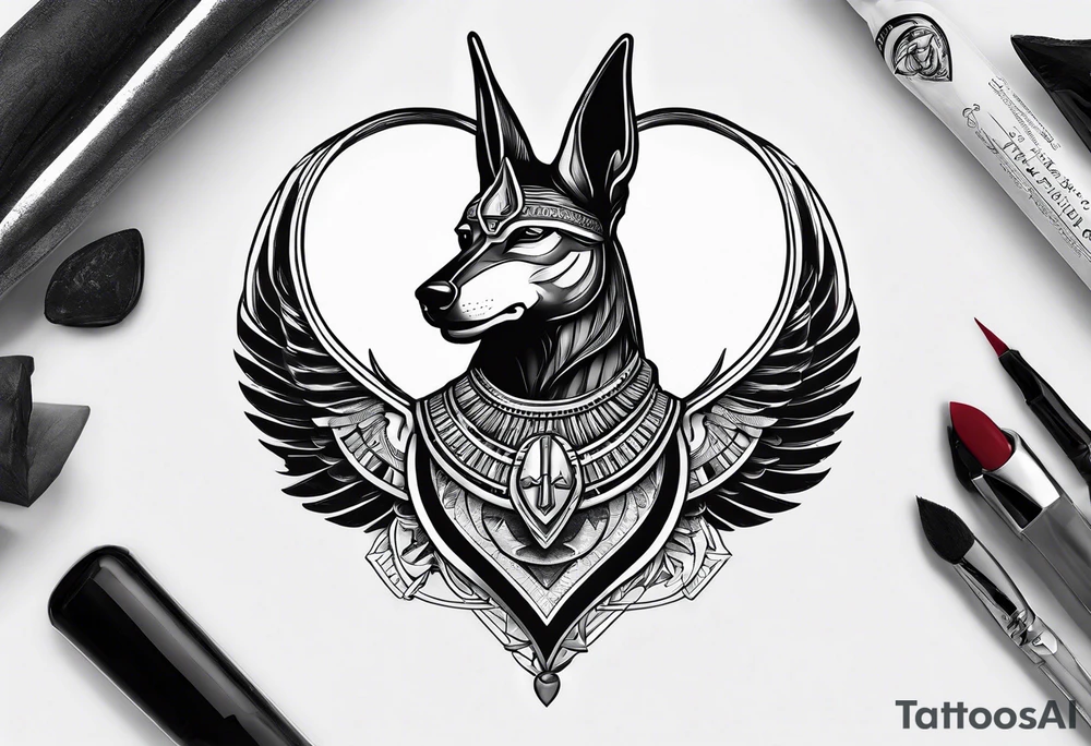 Egyptian style anubis weighing the heart tattoo idea