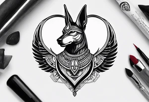 Egyptian style anubis weighing the heart tattoo idea