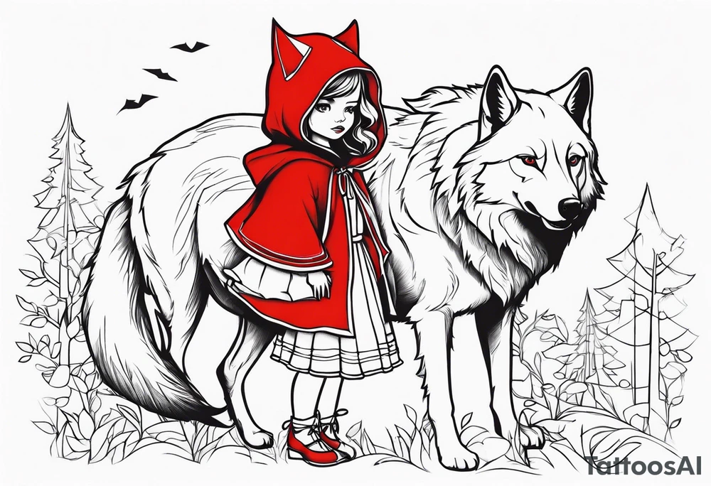 Sexy little red riding hood tattoo idea