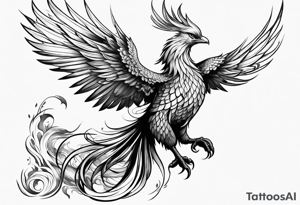 Japanese phoenix no background tattoo idea