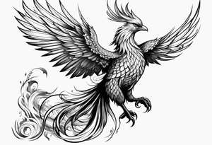 Japanese phoenix no background tattoo idea