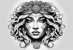 Indigenous woman as medusa tattoo idea