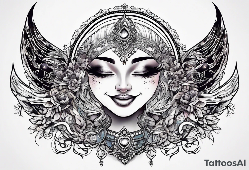 half moon smiling tattoo idea