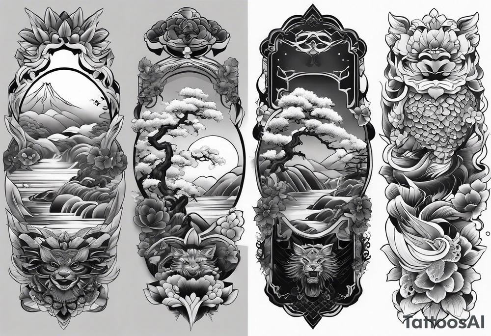 Japanese traditional sleeve tattoo idea