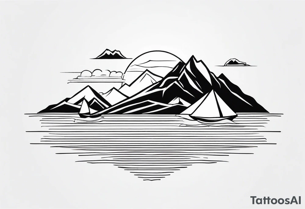 Mountain and sea tattoo idea