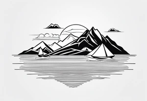 Mountain and sea tattoo idea