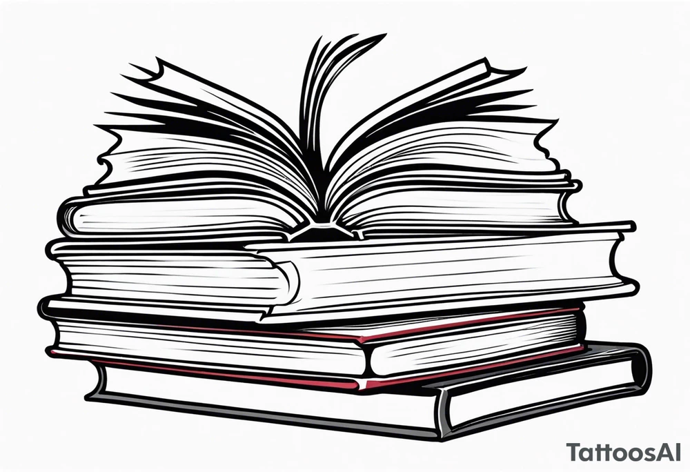 Open book on top of a stack of books tattoo idea