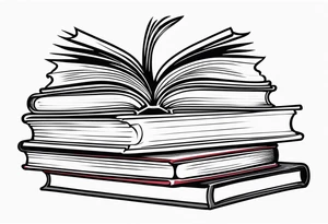 Open book on top of a stack of books tattoo idea