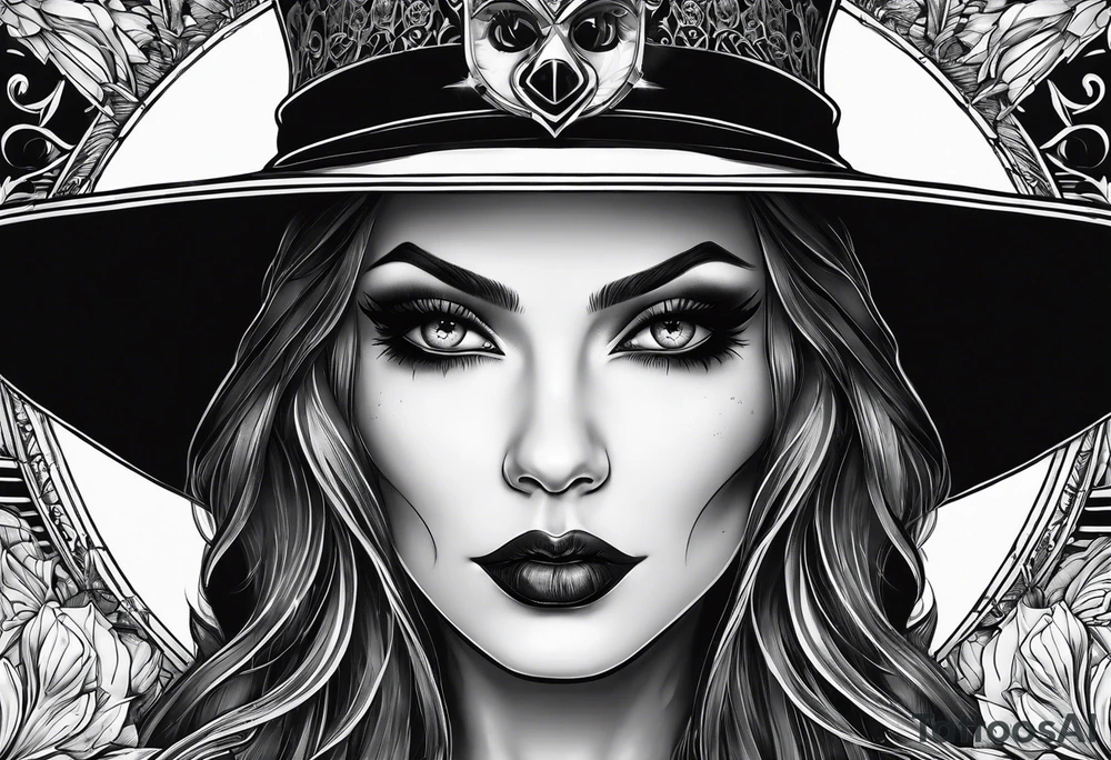Gothic witch portrait tattoo idea