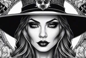 Gothic witch portrait tattoo idea